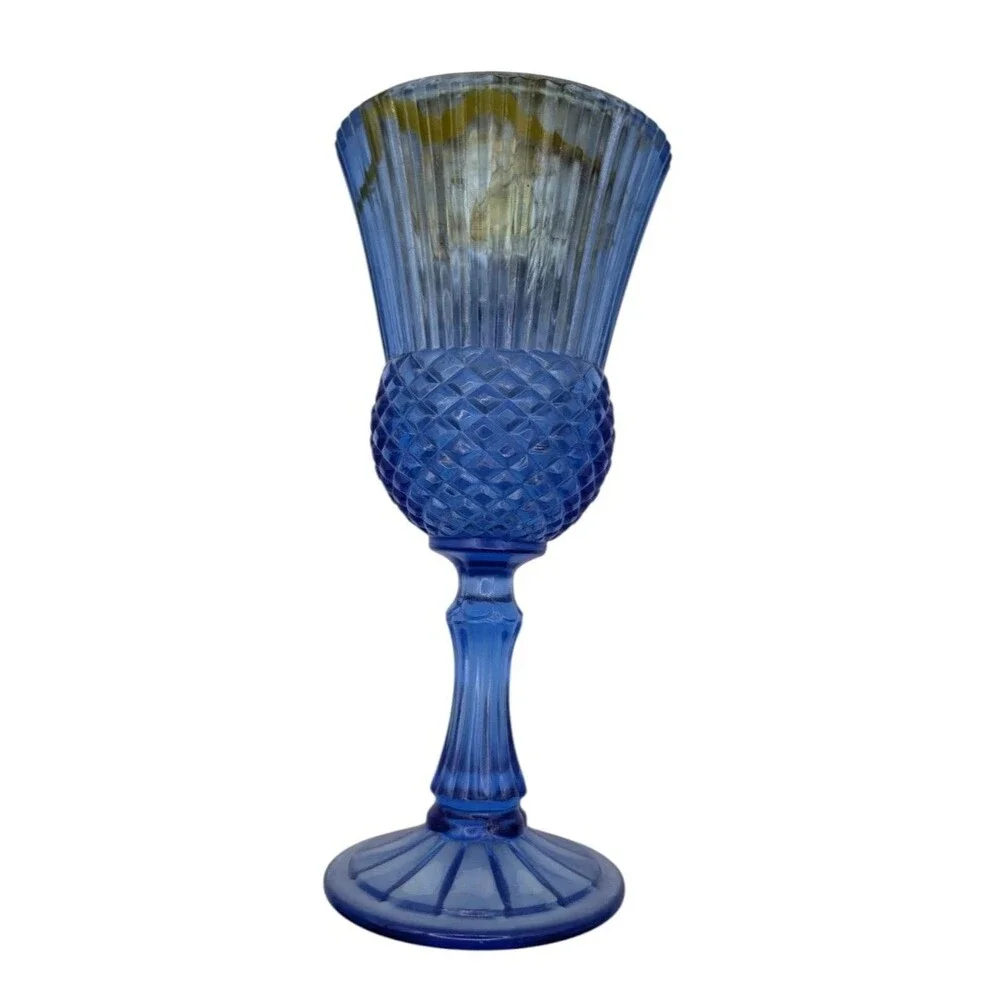 Vintage Avon Fostoria Martha Washington Goblet Blue Glass Candle Holder Box